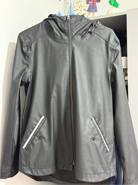 Mia Melon Black Hooded Rain Jacket Size XS